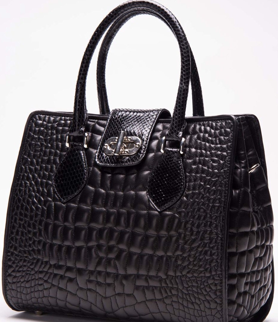 Luxury purse in nappa leather & python handles | Great Italy